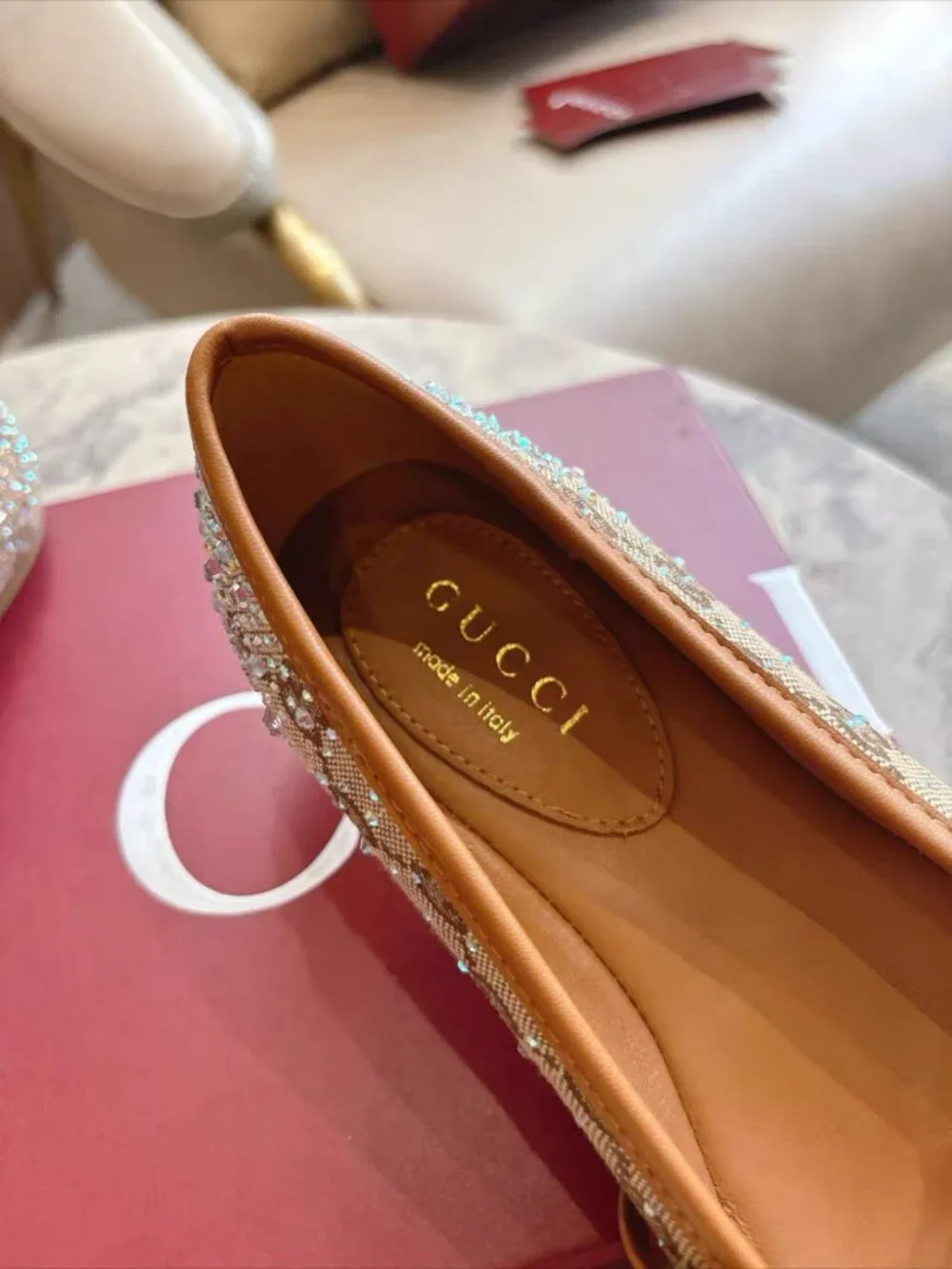 Gucci GG Crystal Mary Jane Ballet Flats
